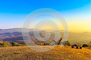 Mountain view in evening winter with sunset light at Mae Jam Chaing Mai , Thailand