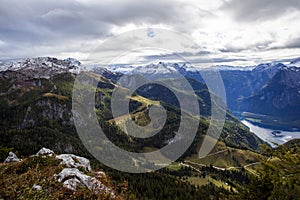 Mountain view from Jenner to Koenigssee lake, Bavaria, Germany