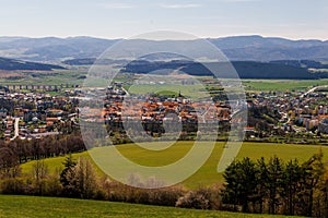 Horský pohľad na mesto Levoča na Slovensku.