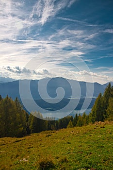 Mountain view of MillstÃÂ¤ttersee lake from above