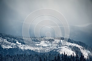 Mountain view. natural winter background