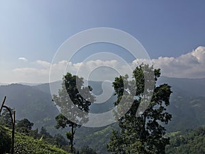 Mountain view of Nepal and cloud on above it sunsine day of spring day