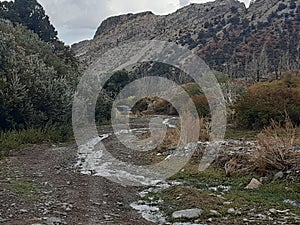 Mountain view river floating waterside