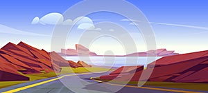 Mountain view road cartoon landscape background
