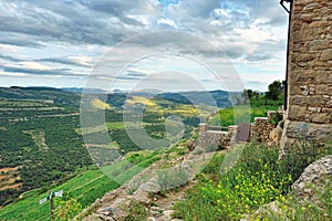 Mountain view. Small town Ares in Spain.