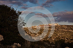 Mountain view at sunset time, Israel, Samaria.