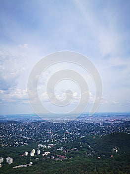 Mountain view from the top of the hill of Janos , Budapest