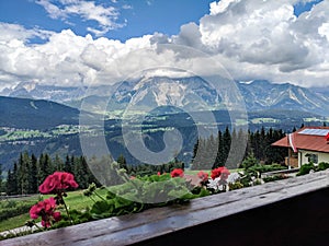 Mountain View and Valley in the Austrian Alps