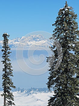 Mountain view on valley and Himalayan Nanga Parbat peak