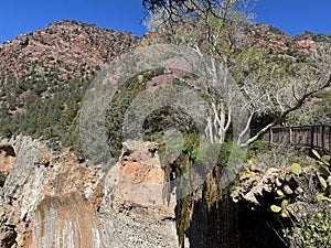 Mountain View and Waterfall in Tonto Natural Bridge State Park photo