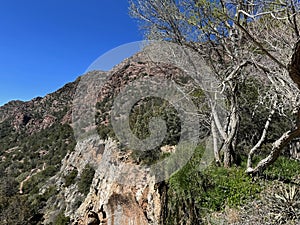 Mountain View and Waterfall in Tonto Natural Bridge State Park photo