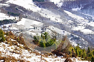 Mountain view of western Serbia in winter.