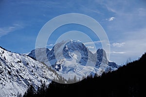 Mountain views in Chamonix while Ski Touring