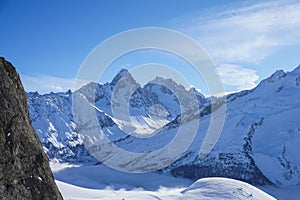 Mountain views in Chamonix while Ski Touring