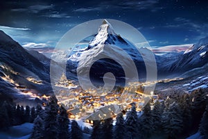 Mountain village, AI generated