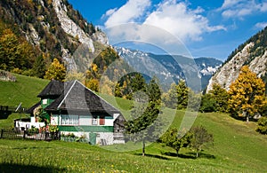 Mountain village in autumn