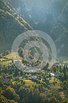 Mountain Village in Autumn