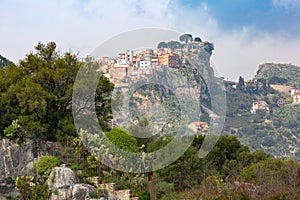 Mountain village Castelmola, Sicily, Italy photo