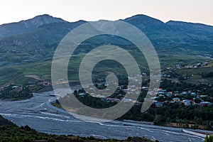 Mountain village Lahij, located in north Azerbaijan at early morning