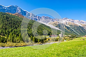 The mountain village of Sulden Vinschgau Valley, South Tyrol, Italy