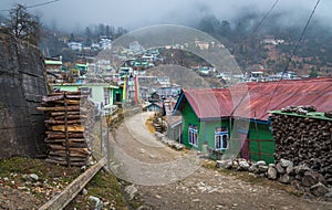 Mountain village town Lachen of North Sikkim, India.