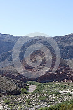 Mountain Vista with Redrock Sandstone and Virgin River in Utah