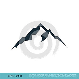 Mountain, Volcano, Summit, Peak Icon Vector Logo Template Illustration Design. Vector EPS 10