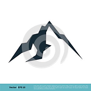 Mountain, Volcano, Summit, Peak Icon Vector Logo Template Illustration Design. Vector EPS 10