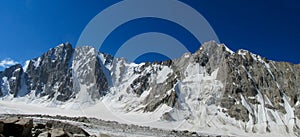 Mountain wall of Tian Shan peaks in Kyrgyzstan Ala Archa