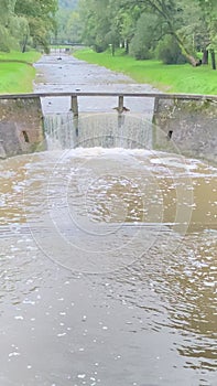 Mountain water cascade audible sound of water falling from above