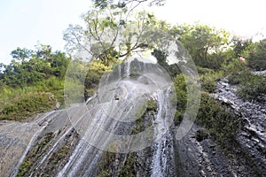 mountain waterfall that began to recede