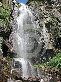 Mountain, waterfall