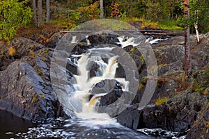 Mountain waterfall. fast stream water