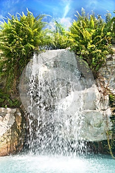 Mountain waterfall in malaysia rainforest.