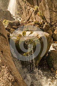 mountain and waterfalls in village theodorian arta perfecture greece firs forest high rocks butterfly