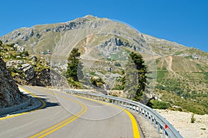 mountain and waterfalls in village theodorian arta perfecture greece firs forest high rocks butterfly