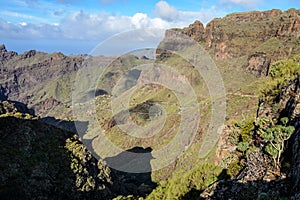 Mountain winding road leading to the village of Masca, Tenerife, Spain