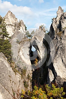 Mountain window in Sulovske Skaly rockies in slovakia