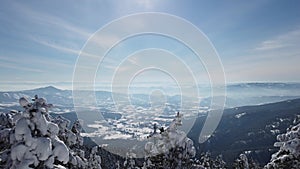 Mountain Winter snow scene on Divcibare, Serbia