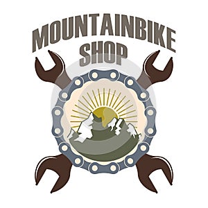 Mountainbikes repair shop color logo