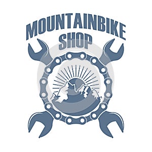 Mountainbikes repair shop monochrome logo