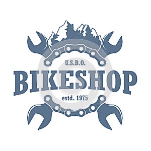 Mountainbikes repair shop monochrome logo