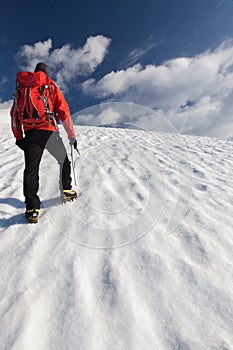 Mountaineer alone glacier