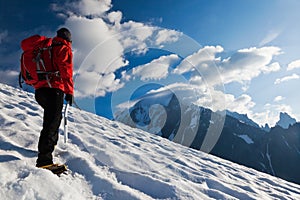 Mountaineer alone glacier