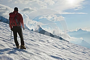 Mountaineer alone glacier