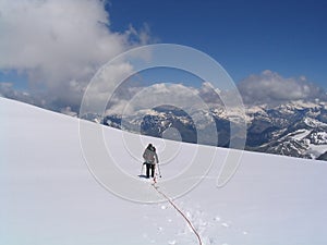 Mountaineer descending