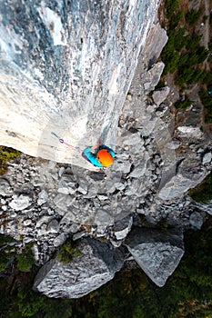 Mountaineer in helmet.