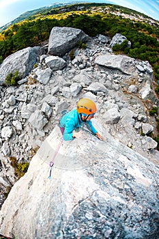 Mountaineer in helmet.