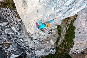 Mountaineer in helmet.