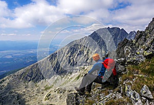 Mountaineer man enjoying the landscape